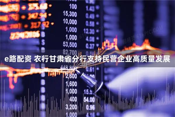 e路配资 农行甘肃省分行支持民营企业高质量发展
